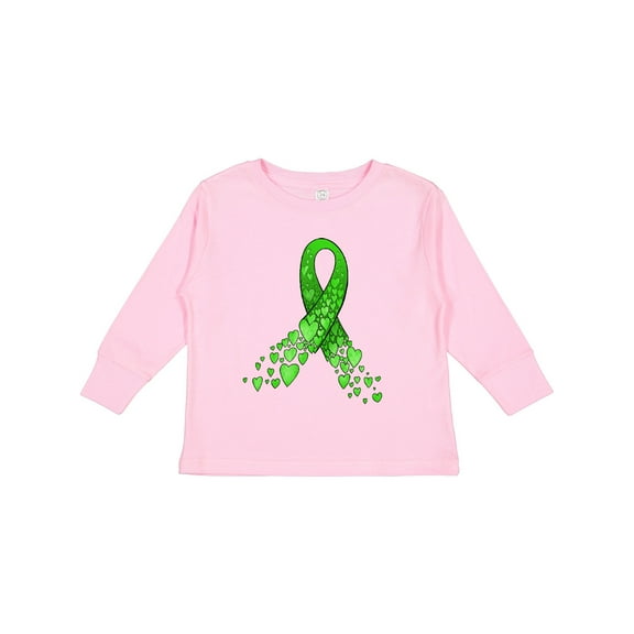 Inktastic Mental Health Awareness Ribbon with Green Hearts Boys or Girls Long Sleeve Toddler T-Shirt