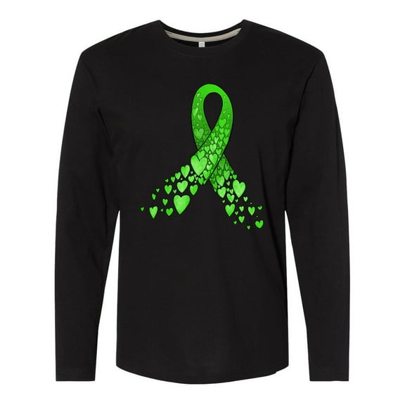 Inktastic Mental Health Awareness Ribbon with Green Hearts Long Sleeve T-Shirt