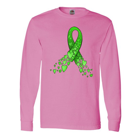 Inktastic Mental Health Awareness Ribbon with Green Hearts Long Sleeve T-Shirt