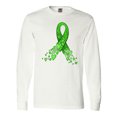 thumbnail image 1 of Inktastic Mental Health Awareness Ribbon with Green Hearts Long Sleeve T-Shirt, 1 of 5