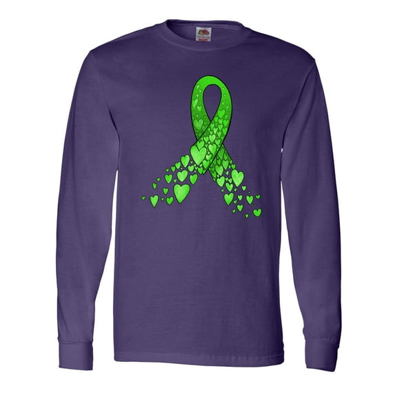 Inktastic Mental Health Awareness Ribbon with Green Hearts Long Sleeve T-Shirt