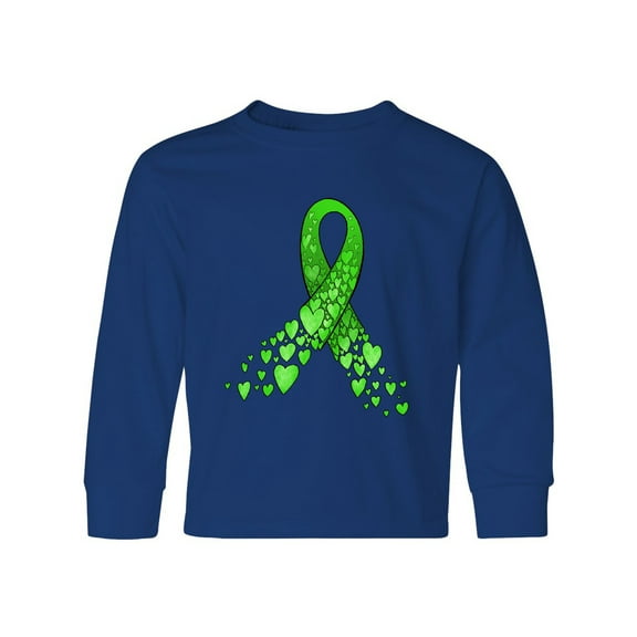 Inktastic Mental Health Awareness Ribbon with Green Hearts Long Sleeve Youth T-Shirt