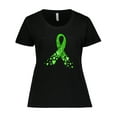 thumbnail image 1 of Inktastic Mental Health Awareness Ribbon with Green Hearts Women's Plus Size T-Shirt, 1 of 5