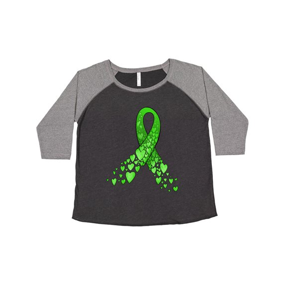 Inktastic Mental Health Awareness Ribbon with Green Hearts Women's Plus Size T-Shirt
