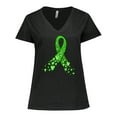 thumbnail image 1 of Inktastic Mental Health Awareness Ribbon with Green Hearts Women's Plus Size V-Neck T-Shirt, 1 of 5