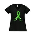 thumbnail image 1 of Inktastic Mental Health Awareness Ribbon with Green Hearts Women's Plus Size V-Neck T-Shirt, 1 of 5