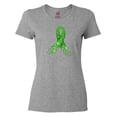 thumbnail image 1 of Inktastic Mental Health Awareness Ribbon with Green Hearts Women's T-Shirt, 1 of 5