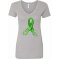 thumbnail image 1 of Inktastic Mental Health Awareness Ribbon with Green Hearts Women's V-Neck T-Shirt, 1 of 5