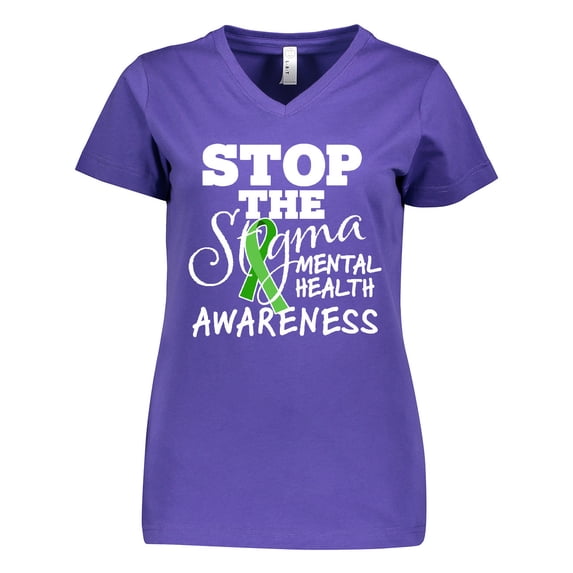 Inktastic Mental Health Awareness Stop The Stigma Women's V-Neck T-Shirt