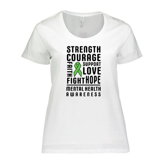 Inktastic Mental Health Awareness Strength Support Love Women's Plus Size T-Shirt