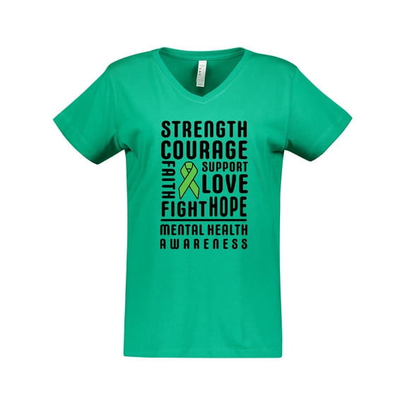 Inktastic Mental Health Awareness Strength Support Love Women's V-Neck T-Shirt