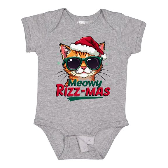Inktastic Meowy Rizz-mas Funny Christmas Rizzmas Santa Claus Boys or Girls Baby Bodysuit