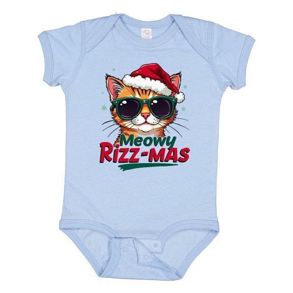 Inktastic Meowy Rizz-mas Funny Christmas Rizzmas Santa Claus Boys or Girls Baby Bodysuit