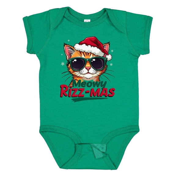 Inktastic Meowy Rizz-mas Funny Christmas Rizzmas Santa Claus Boys or Girls Baby Bodysuit