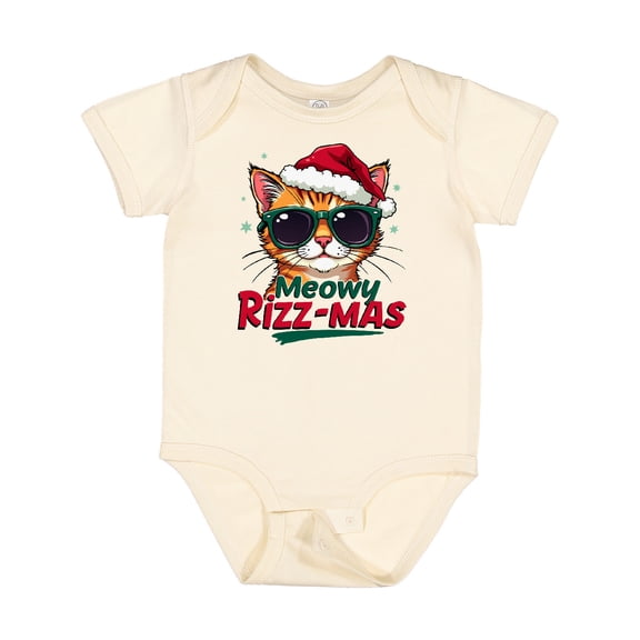 Inktastic Meowy Rizz-mas Funny Christmas Rizzmas Santa Claus Boys or Girls Baby Bodysuit