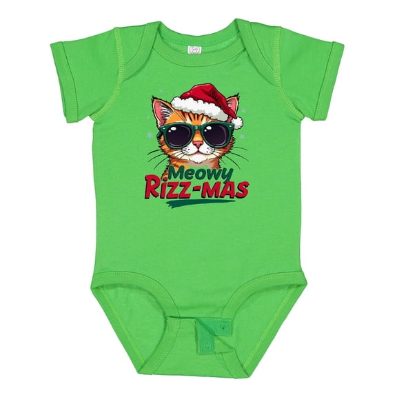 Inktastic Meowy Rizz-mas Funny Christmas Rizzmas Santa Claus Boys or Girls Baby Bodysuit