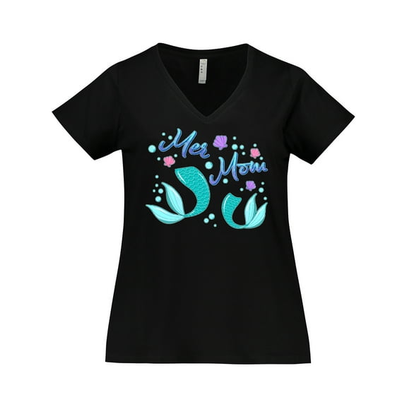 Inktastic Mer Mom Mermaid Mother and Daughter Women's Plus Size V-Neck T-Shirt