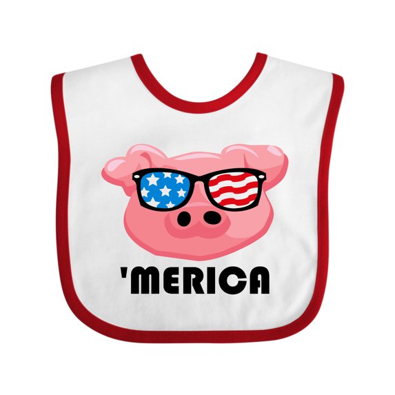Inktastic Merica Pig Boys or Girls Baby Bib