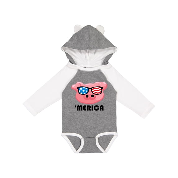 Inktastic Merica Pig Boys or Girls Long Sleeve Baby Bodysuit