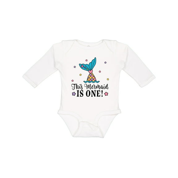 Inktastic Mermaid 1st Birthday 1 Year Old Girls Long Sleeve Baby Bodysuit