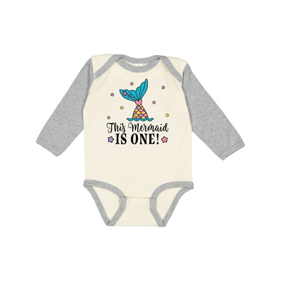 Inktastic Mermaid 1st Birthday 1 Year Old Girls Long Sleeve Baby Bodysuit