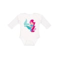 thumbnail image 1 of Inktastic Mermaid And Dolphin, Mermaid With Pink Hair Girls Long Sleeve Baby Bodysuit, 1 of 5