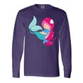 thumbnail image 1 of Inktastic Mermaid And Dolphin, Mermaid With Pink Hair Long Sleeve T-Shirt, 1 of 5