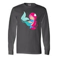 thumbnail image 1 of Inktastic Mermaid And Dolphin, Mermaid With Pink Hair Long Sleeve T-Shirt, 1 of 5