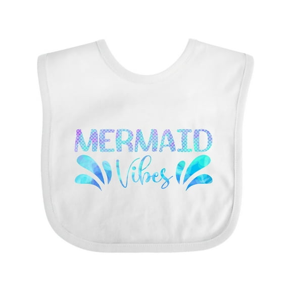 Inktastic Mermaid Vibes Text in Blues Boys or Girls Baby Bib