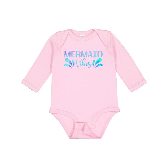 Inktastic Mermaid Vibes Text in Blues Boys or Girls Long Sleeve Baby Bodysuit