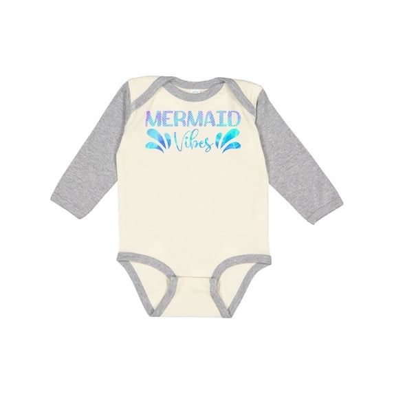 Inktastic Mermaid Vibes Text in Blues Boys or Girls Long Sleeve Baby Bodysuit