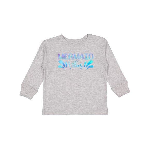 Inktastic Mermaid Vibes Text in Blues Boys or Girls Long Sleeve Toddler T-Shirt