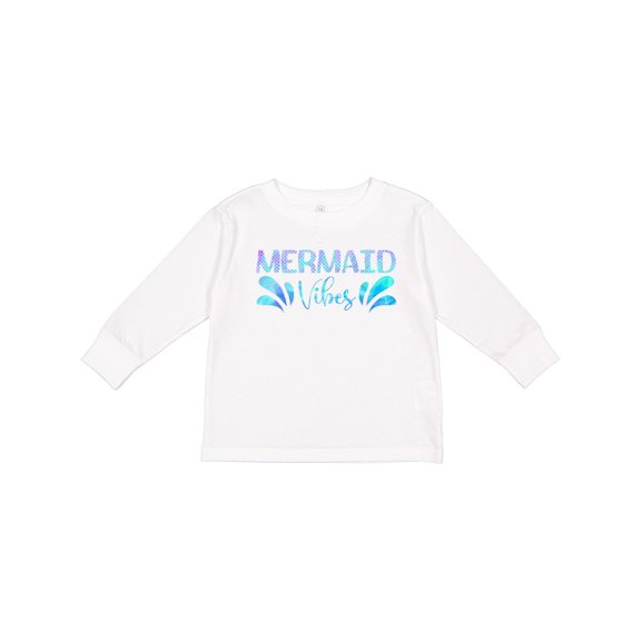 Inktastic Mermaid Vibes Text in Blues Boys or Girls Long Sleeve Toddler T-Shirt