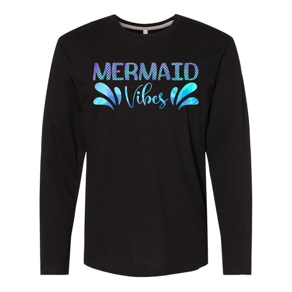 Inktastic Mermaid Vibes Text in Blues Long Sleeve T-Shirt