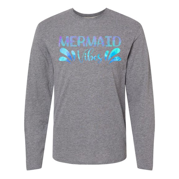 Inktastic Mermaid Vibes Text in Blues Long Sleeve T-Shirt