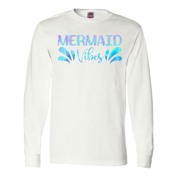 Inktastic Mermaid Vibes Text in Blues Long Sleeve T-Shirt