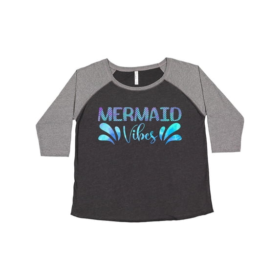 Inktastic Mermaid Vibes Text in Blues Women's Plus Size T-Shirt
