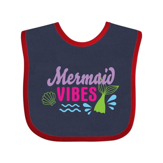 Inktastic Mermaid Vibes with Tail and Seashell Girls Baby Bib