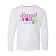 thumbnail image 1 of Inktastic Mermaid Vibes with Tail and Seashell Long Sleeve Youth T-Shirt, 1 of 5