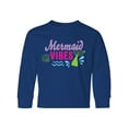 thumbnail image 1 of Inktastic Mermaid Vibes with Tail and Seashell Long Sleeve Youth T-Shirt, 1 of 5
