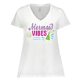 thumbnail image 1 of Inktastic Mermaid Vibes with Tail and Seashell Women's Plus Size V-Neck T-Shirt, 1 of 5