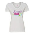 thumbnail image 1 of Inktastic Mermaid Vibes with Tail and Seashell Women's V-Neck T-Shirt, 1 of 5