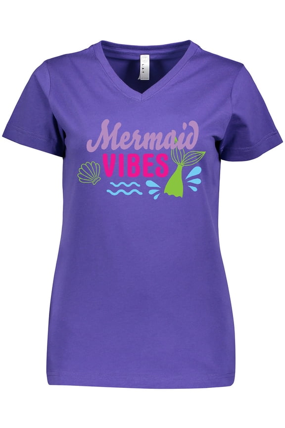 Mermaid Vibes with Tail and Seashell Women's V-Neck T-Shirt