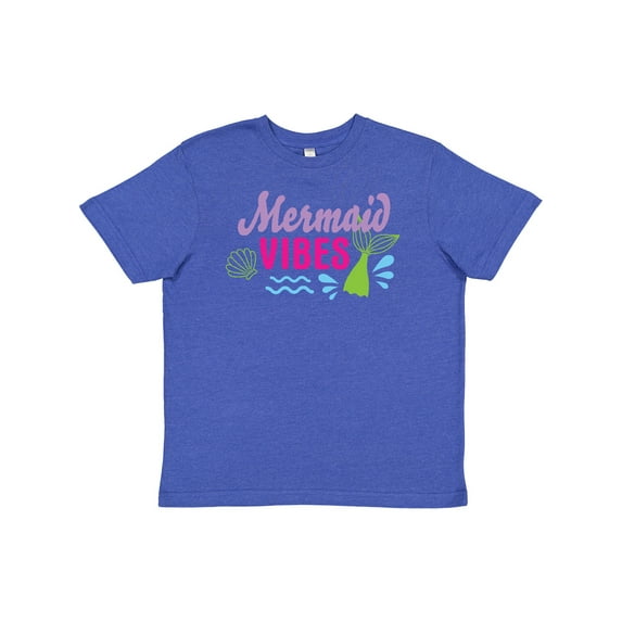 Inktastic Mermaid Vibes with Tail and Seashell Youth T-Shirt