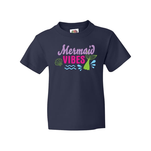 Inktastic Mermaid Vibes with Tail and Seashell Youth T-Shirt