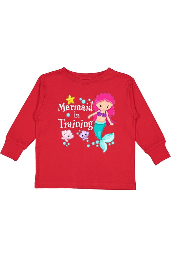Mermaid in Training Girls Long Sleeve Toddler T-Shirt