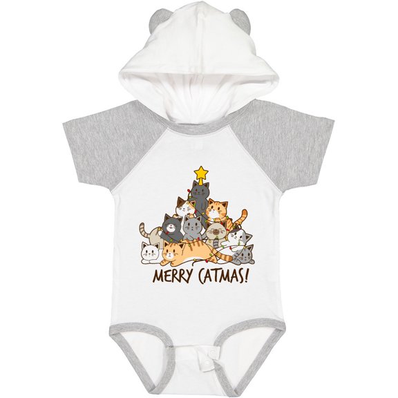 Inktastic Merry Catmas with Cat Tree and Yellow Star Boys or Girls Baby Bodysuit