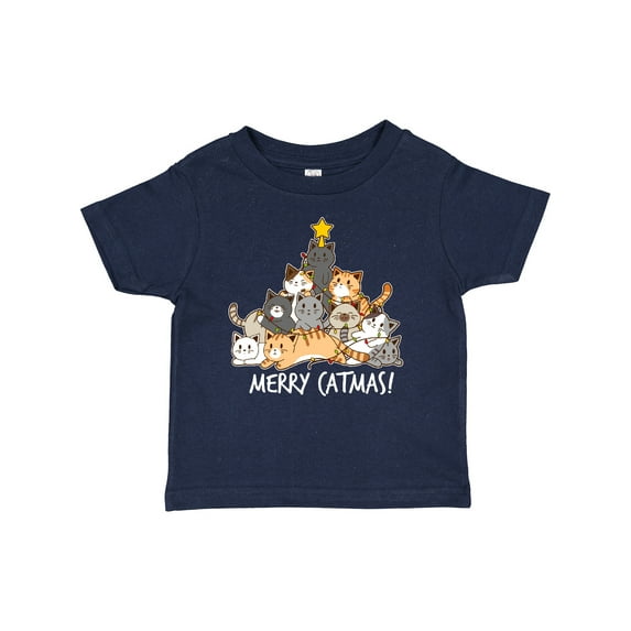 Inktastic Merry Catmas with Cat Tree and Yellow Star Boys or Girls Baby T-Shirt