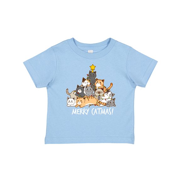 Inktastic Merry Catmas with Cat Tree and Yellow Star Boys or Girls Baby T-Shirt