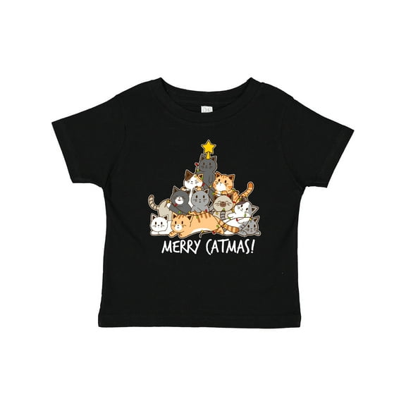 Inktastic Merry Catmas with Cat Tree and Yellow Star Boys or Girls Baby T-Shirt
